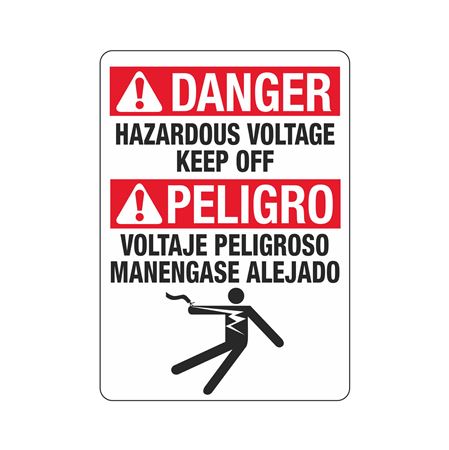 Danger Hazardous Voltage Keep Off (Bilingual) - 10"x14" Sign